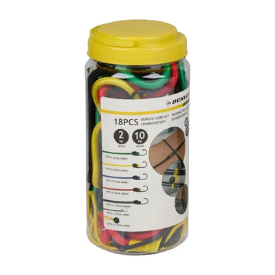 „Dunlop“ – tamprių / bagažo virvių su kabliais rinkinys, 18 vnt.