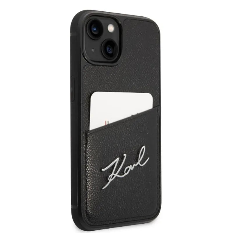 Karl Lagerfeld Signature Logo Cardslot – dėklas iPhone 14 Plus telefonui (juodas)