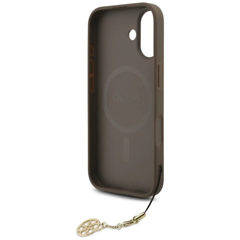 Guess 4G Charms Collection MagSafe – dėklas iPhone 17 (rudos spalvos)