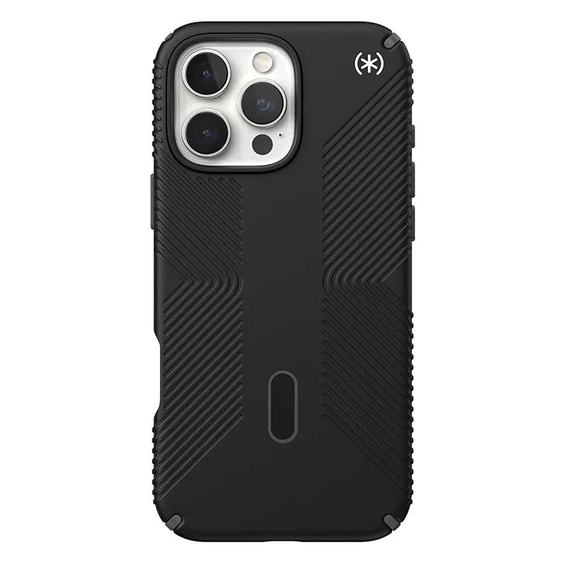 Speck Presidio2 Grip ClickLock & MagSafe – iPhone 16 Pro Max dėklas (juodas / skalūno pilkas / baltas)