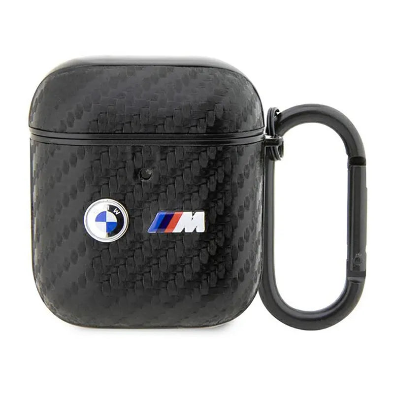 BMW Carbon Double Metal Logo – dėklas AirPods 1/2 gen (juodas)