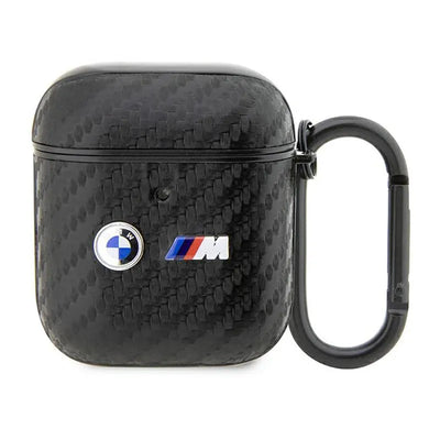 BMW Carbon Double Metal Logo – dėklas AirPods 1/2 gen (juodas)