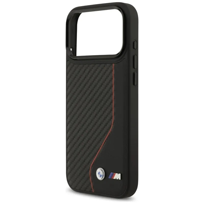 BMW M Carbon Line & Logo MagSafe dėklas – iPhone 17 Pro Max (raudonas)