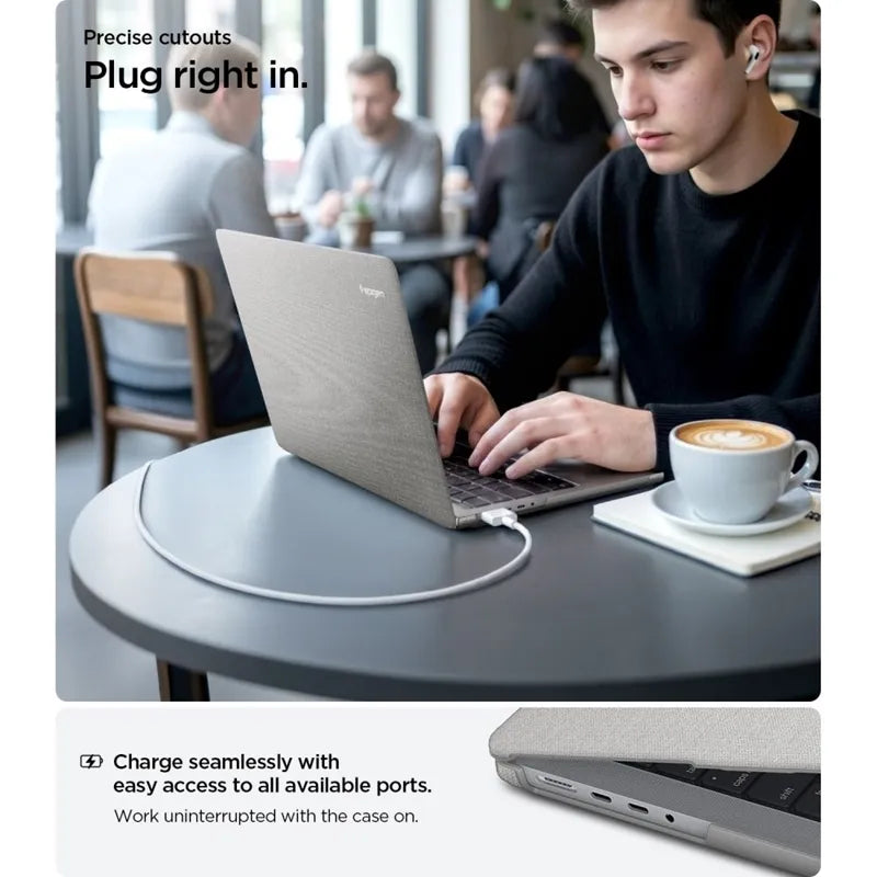 Spigen Urban Fit – dėklas MacBook Pro 14" (M5/M4/M3/M2/M1/2026-2021) (Heather Grey)