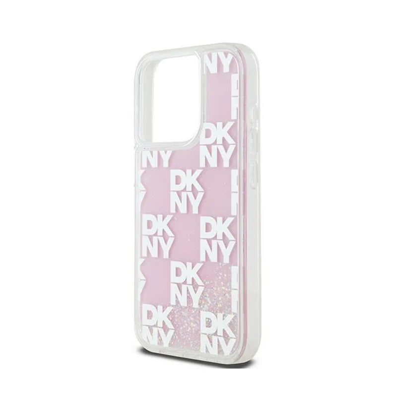 „DKNY Liquid Glitter Multilogo“ – dėklas „iPhone 15 Pro“ (rožinis)