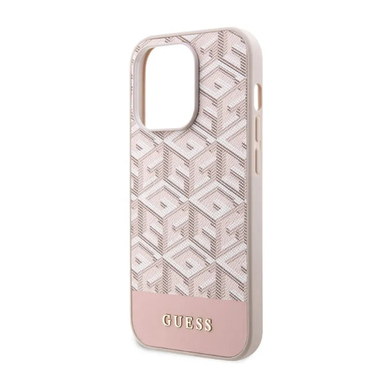 Guess GCube Stripes MagSafe – Dėklas iPhone 14 Pro telefonui (rožinis)