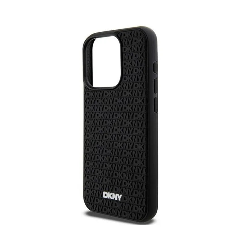 DKNY 3D Rubber Repeat Pattern – Dėklas, skirtas iPhone 15 Pro Max (juodas)