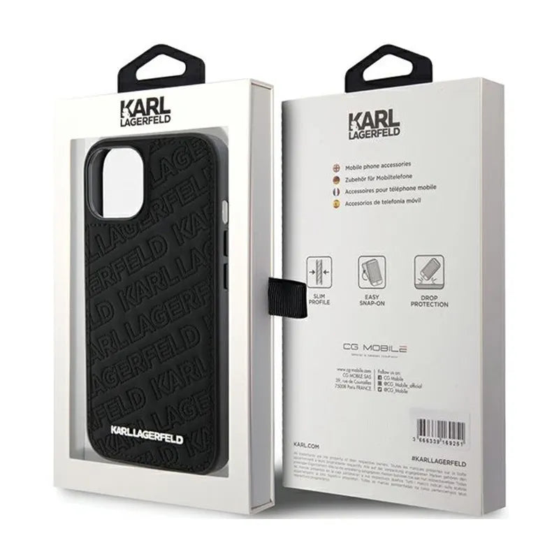 Karl Lagerfeld Quilted K Pattern – dėklas iPhone 15 telefonui (juodas)