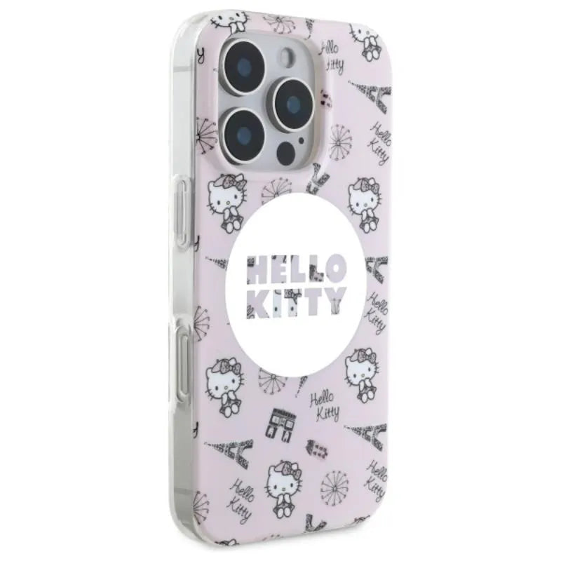 Hello Kitty IML All Over Paris MagSafe – dėklas, skirtas iPhone 16 Pro Max (rožinis)