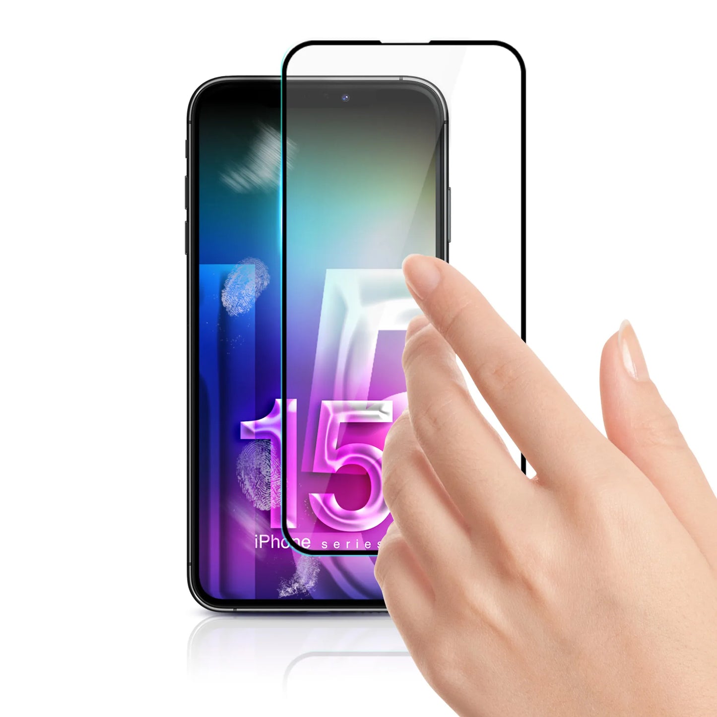 3mk HardGlass Max Lite – grūdintas stiklas iPhone 15 telefonui (juodas)