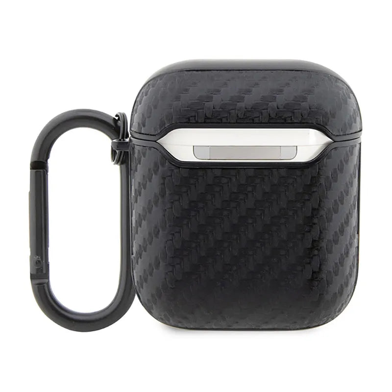 BMW Carbon Double Metal Logo – dėklas AirPods 1/2 gen (juodas)