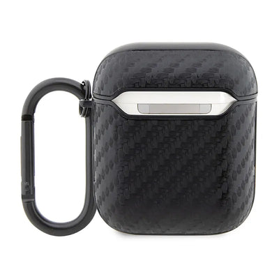 BMW Carbon Double Metal Logo – dėklas AirPods 1/2 gen (juodas)