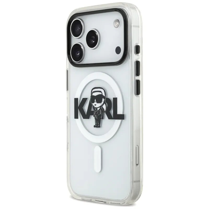 Karl Lagerfeld IML Karl Sketch Logo MagSafe – Dėklas iPhone 17 Pro (skaidrus)
