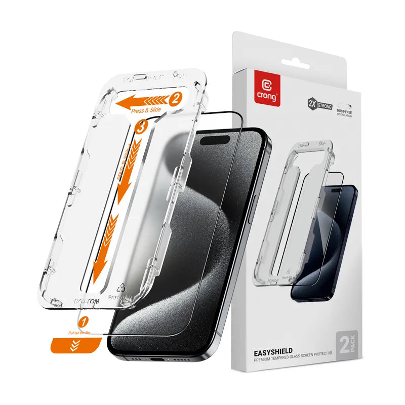 Crong EasyShield 2-Pack – grūdintas stiklas iPhone 15 Pro Max (2 vnt.)