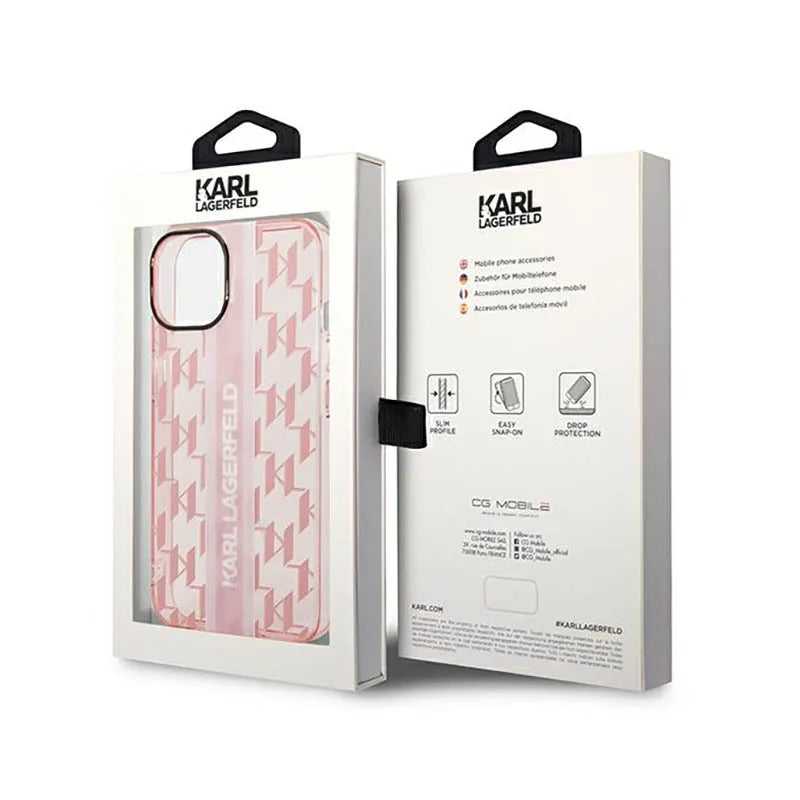 Karl Lagerfeld Mono Vertical Stripe – dėklas iPhone 14 Plus (rožinis)