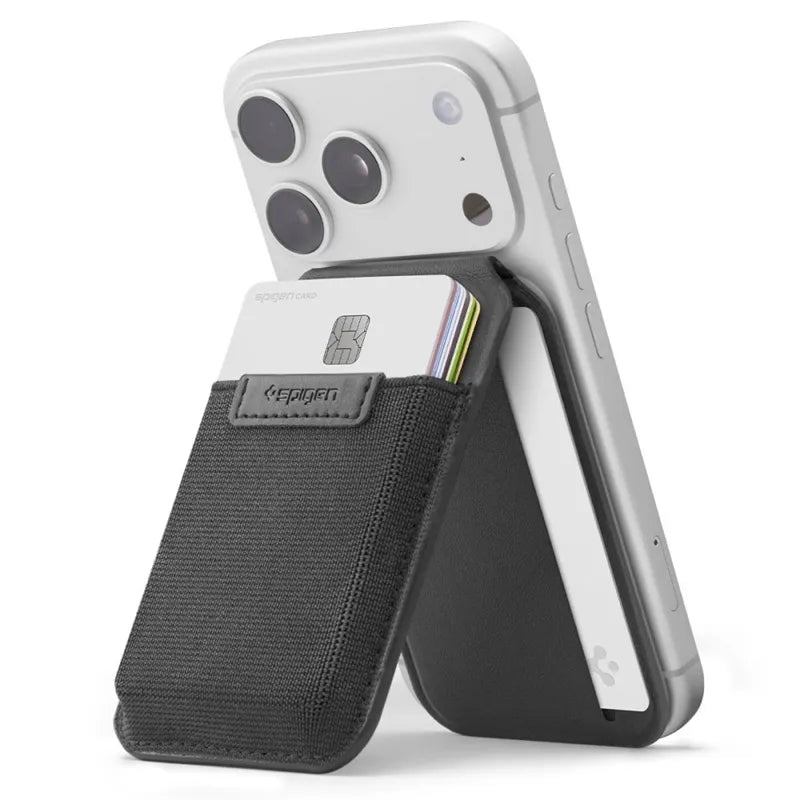 Spigen Slim Fold S314-4 MagSafe – magnetinė piniginė su stovo funkcija (juoda)