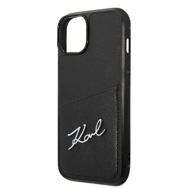 Karl Lagerfeld Signature Logo Cardslot – dėklas iPhone 14 Plus telefonui (juodas)