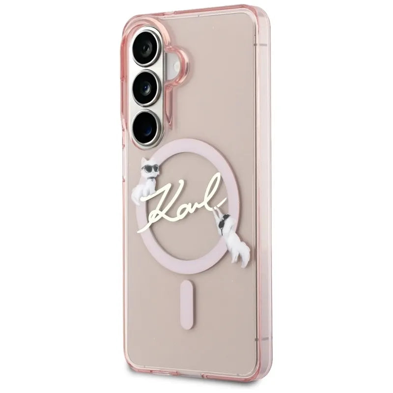 Karl Lagerfeld IML KC Script MagSafe – dėklas Samsung Galaxy S26 (rožinis)