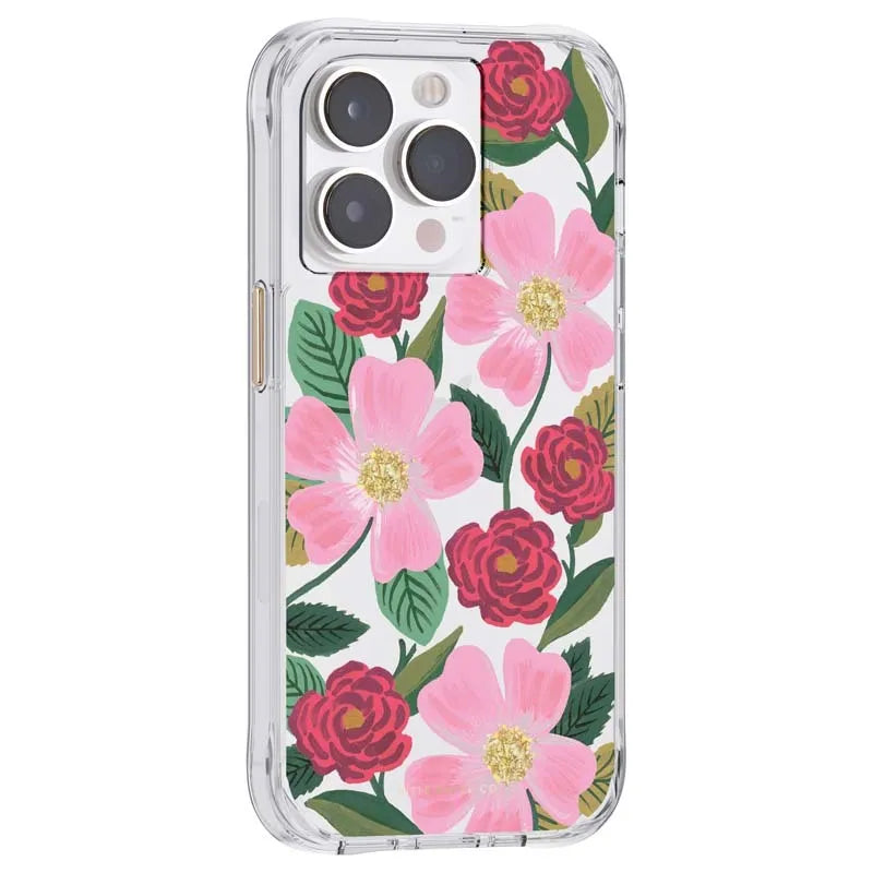 Rifle Paper Clear - Auksu dekoruotas dėklas iPhone 14 Pro Max (Rose Garden)