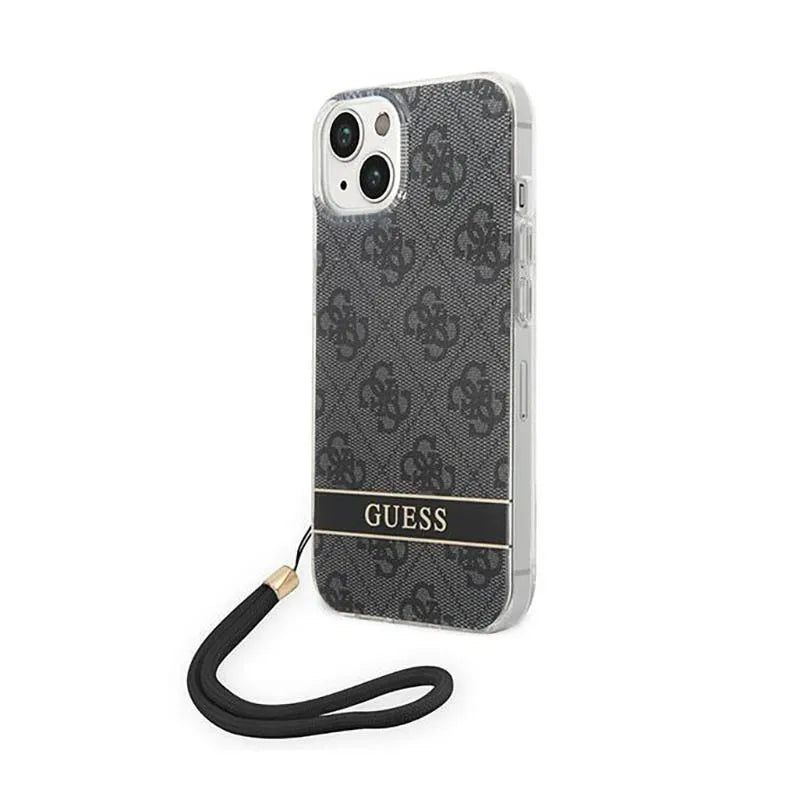 „Guess 4G Print Cord“ – dėklas „iPhone 14 Plus“ telefonui (juodas)