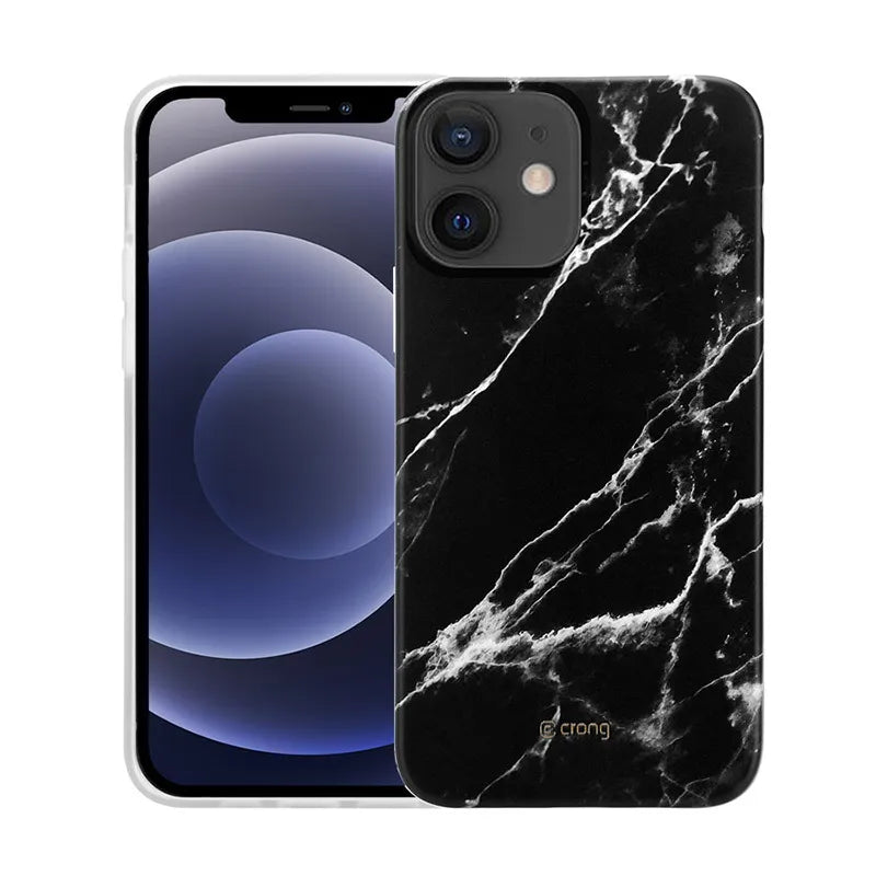 Crong Marble Case – iPhone 12 Mini dėklas (juodas)