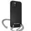 Karl Lagerfeld Leather Textured and Chain – dėklas skirtas iPhone 13 mini (juodas)