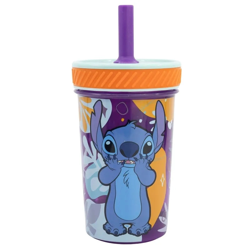 Disney Stitch – neapvirstantis puodelis „Dropsafe“ su silikoniniu šiaudeliu iš „Aloha“ kolekcijos, 370 ml