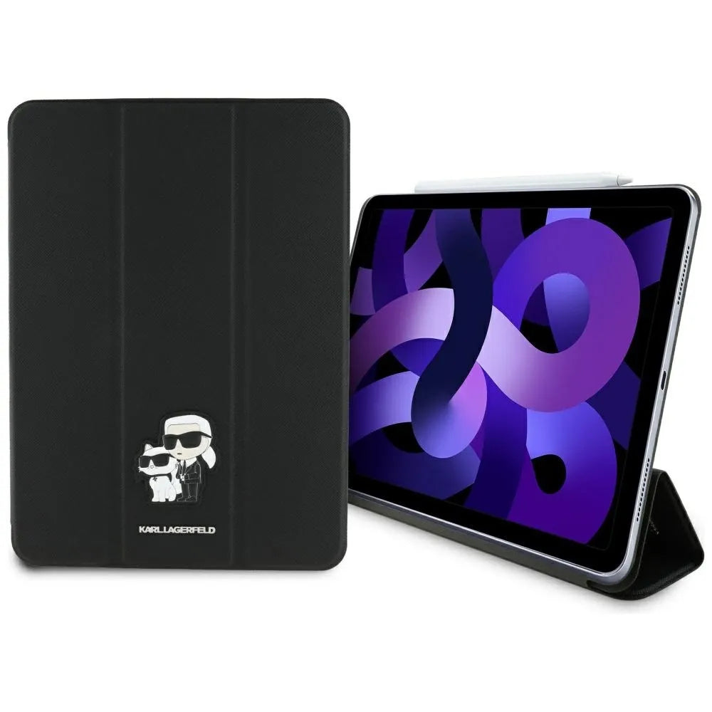 Karl Lagerfeld Book Cover Saffiano Magnetic Karl & Choupette – dėklas iPad Air 11" M3 (2025) / iPad Air 11" M2 (2024) (juodas)