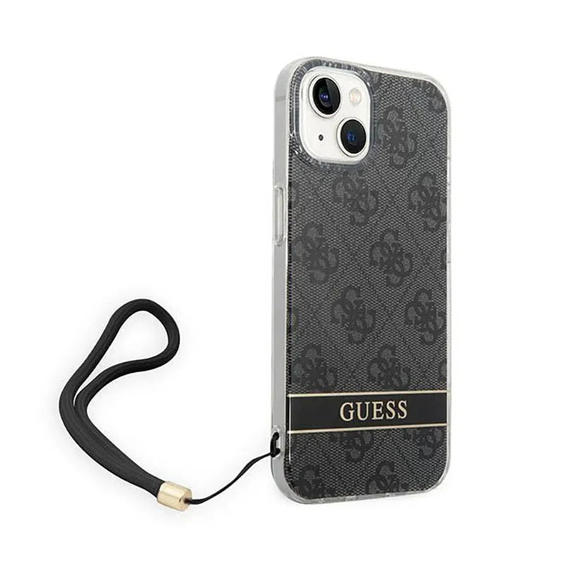 „Guess 4G Print Cord“ – dėklas „iPhone 14 Plus“ telefonui (juodas)