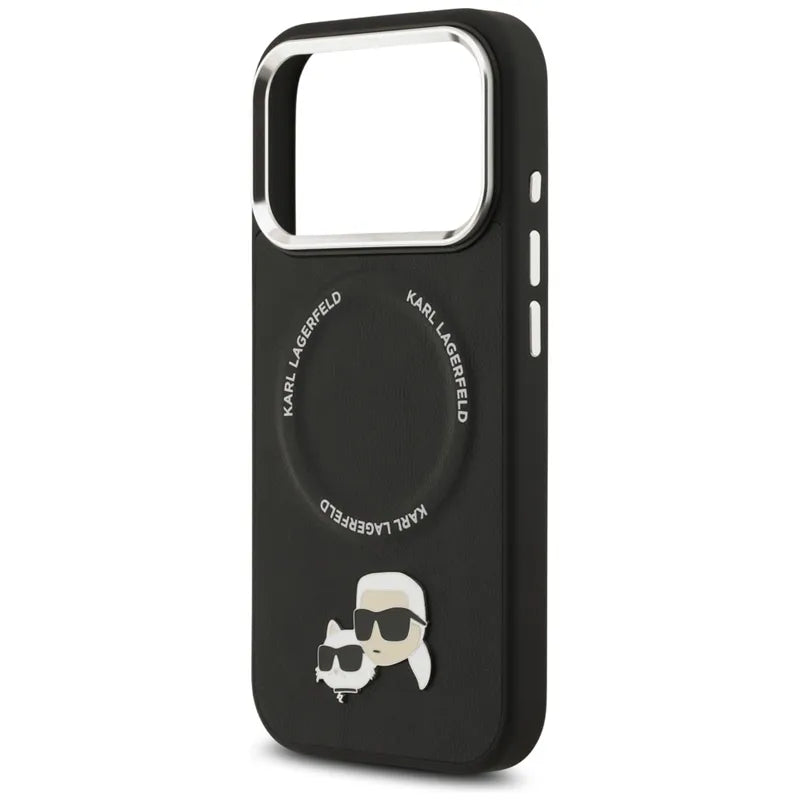 Karl Lagerfeld Karl & Choupette Pins MagSafe – dėklas iPhone 17 Pro (juodas)