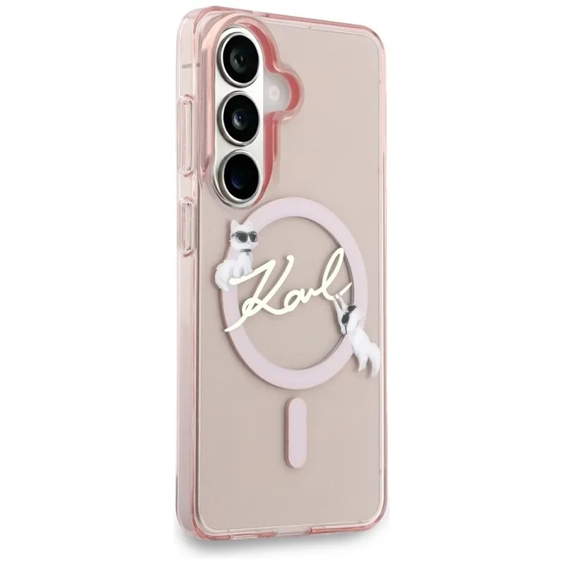 Karl Lagerfeld IML KC Script MagSafe – dėklas Samsung Galaxy S26 (rožinis)