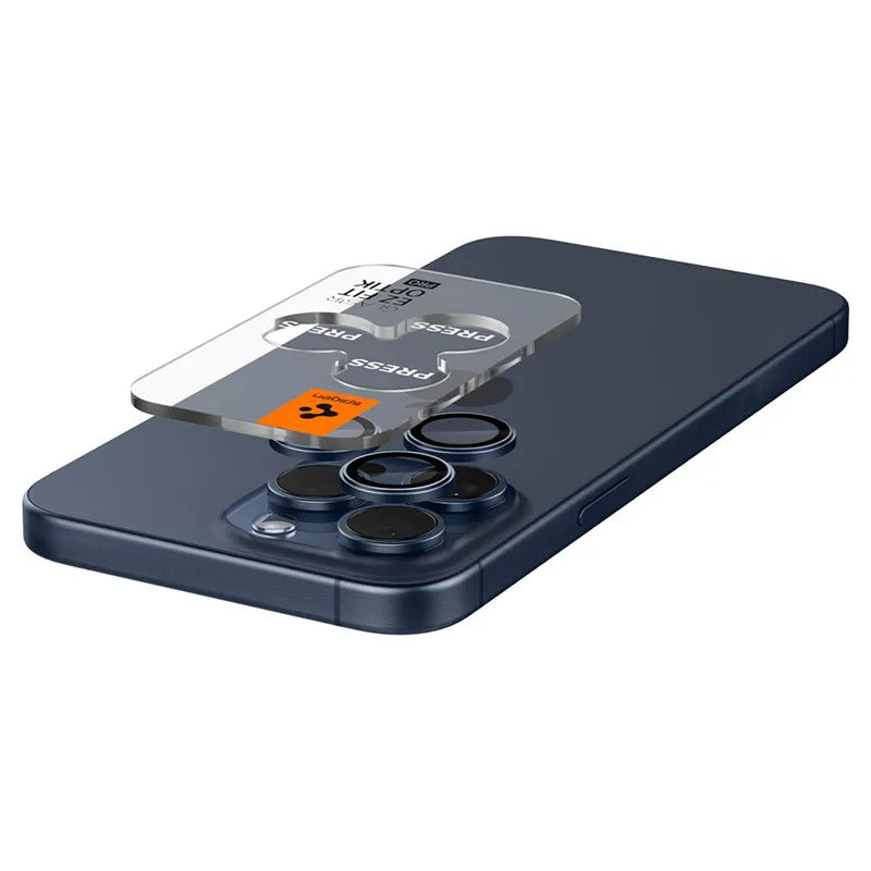 Spigen Optik Pro GLAS.TR EZ Fit kameros apsauga 2 vnt. – Apsauginis stiklas fotoaparato objektyvui, skirtas iPhone 15 Pro / iPhone 15 Pro Max / iPhone 14 Pro / iPhone 14 Pro Max (2 vnt.)