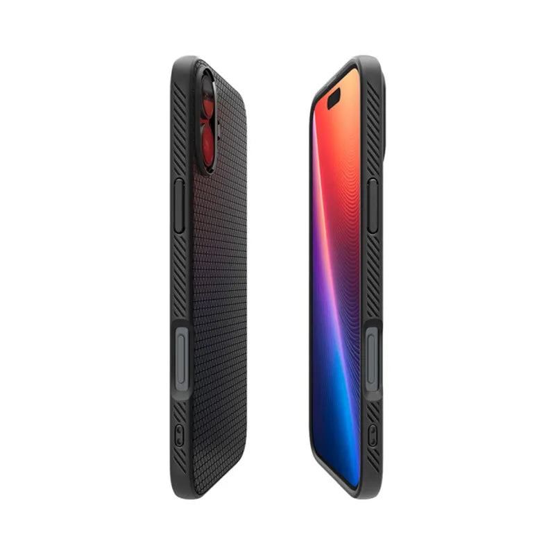 Spigen Liquid Air – dėklas iPhone 16 telefonui (matinė juoda)