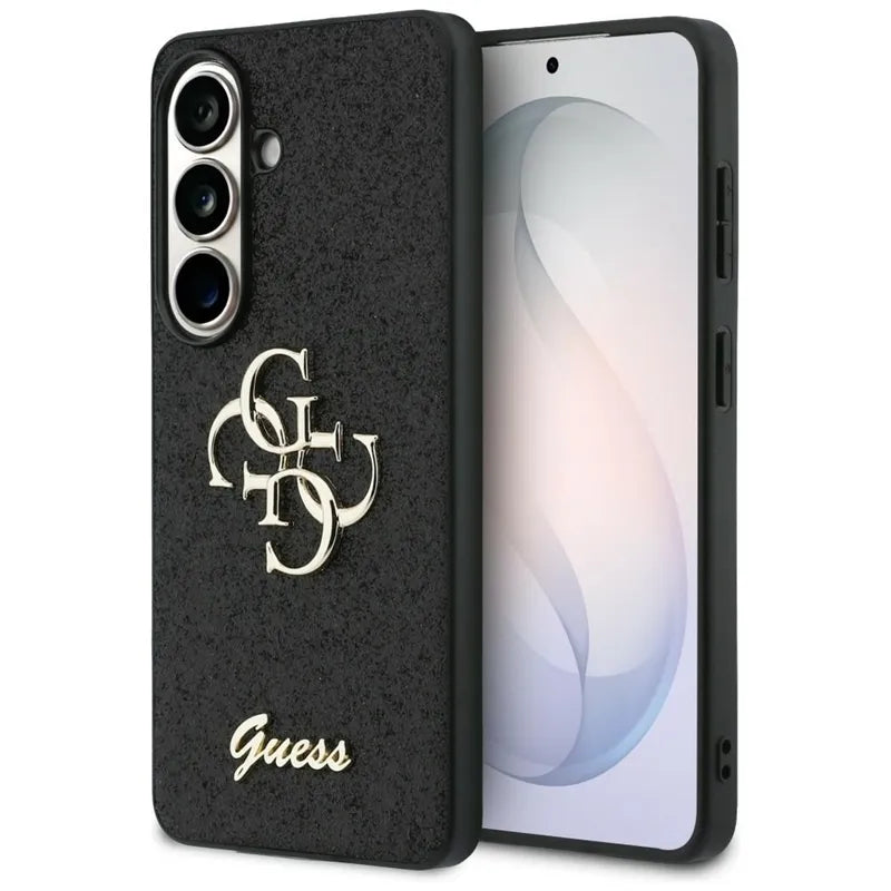 Guess Fixed Glitter Big 4G Metal Logo – dėklas Samsung Galaxy S26 (juodas)