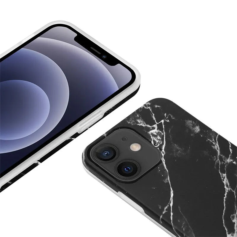 Crong Marble Case – iPhone 12 Mini dėklas (juodas)