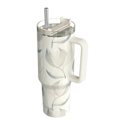 Quokka Stream - 1200 ml nerūdijančio plieno termopuodelis su šiaudeliu (baltas)