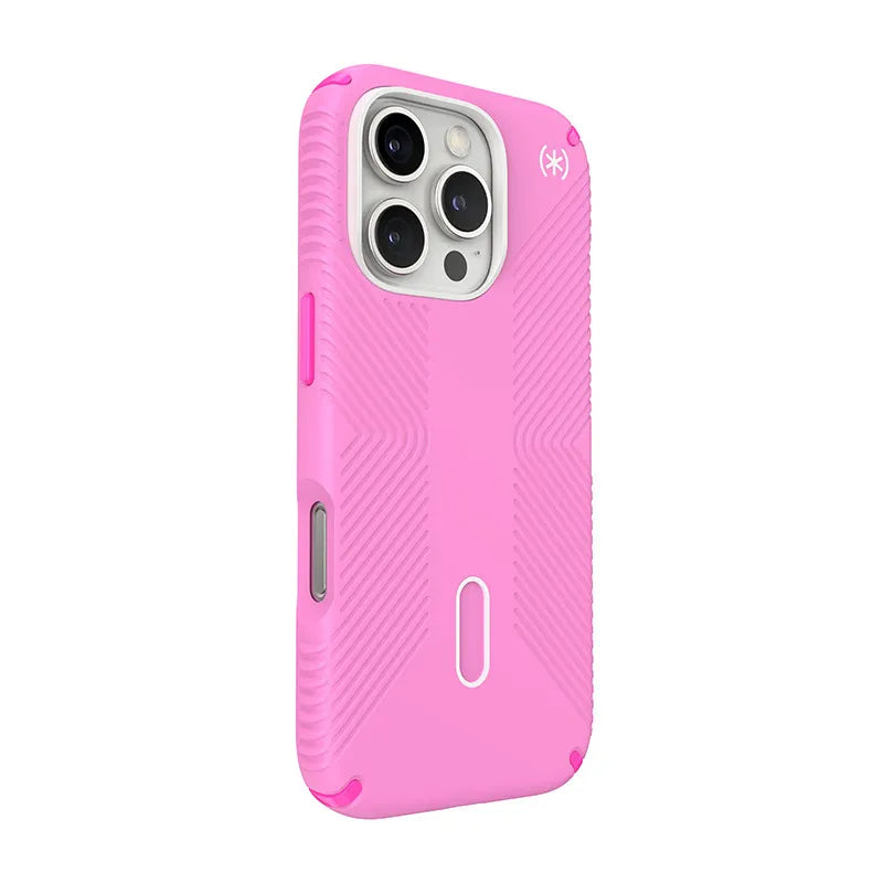 Speck Presidio2 Grip ClickLock & MagSafe dėklas - iPhone 16 Pro (True Pink / Shocking Pink / White)