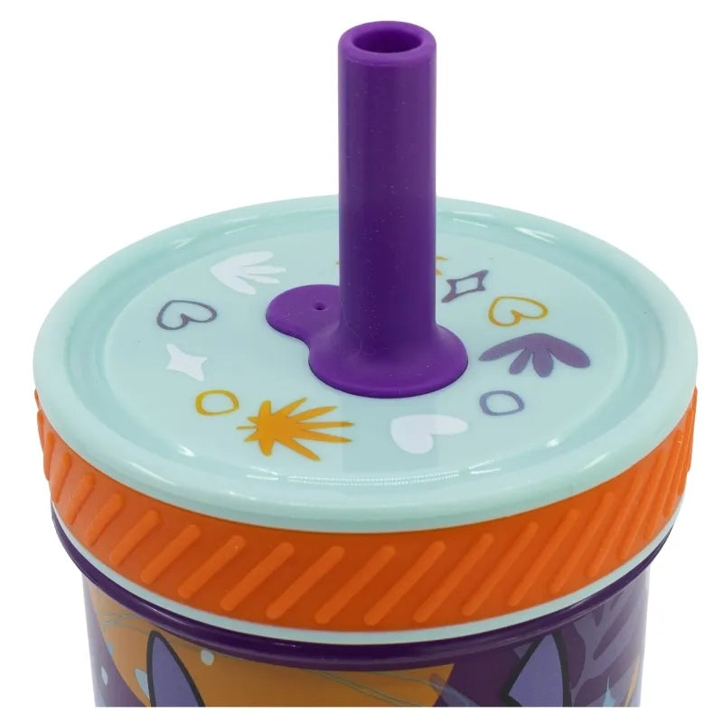 Disney Stitch – neapvirstantis puodelis „Dropsafe“ su silikoniniu šiaudeliu iš „Aloha“ kolekcijos, 370 ml