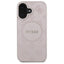 Guess Saffiano Peony Classic Logo MagSafe – dėklas iPhone 16 (rožinis)