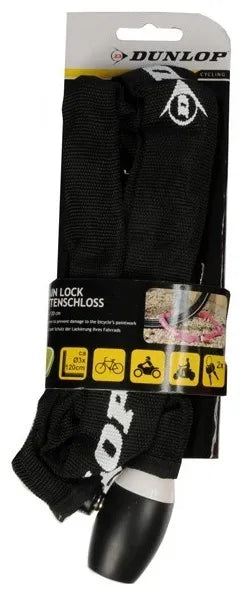 Dunlop – dviračio grandininė spyna 120 cm (juoda)