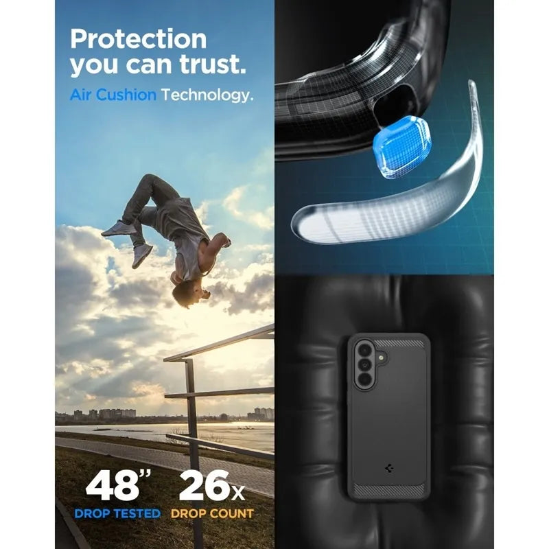 Spigen Rugged Armor – Dėklas, skirtas Samsung Galaxy A37 5G (matinė juoda)