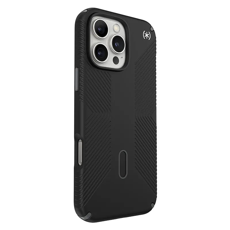 Speck Presidio2 Grip ClickLock & MagSafe – iPhone 16 Pro Max dėklas (juodas / skalūno pilkas / baltas)