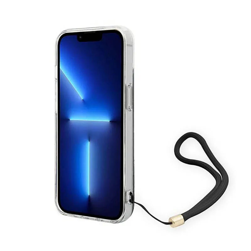 „Guess 4G Print Cord“ – dėklas „iPhone 14 Plus“ telefonui (juodas)