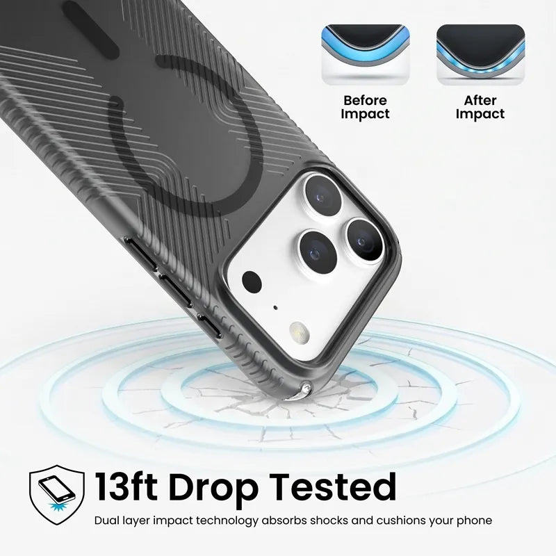 Speck Presidio Lux Grip MagSafe – dėklas, skirtas iPhone 18 Pro / 17 Pro (Obsidian)