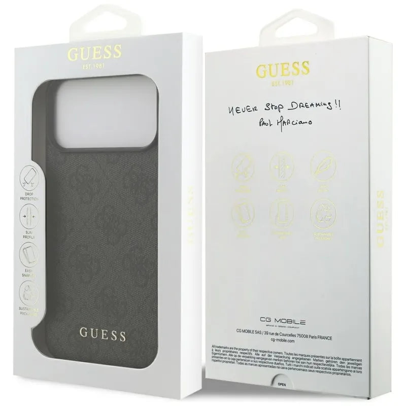 Guess 4G Classic – dėklas iPhone 17 Pro Max (juodas)