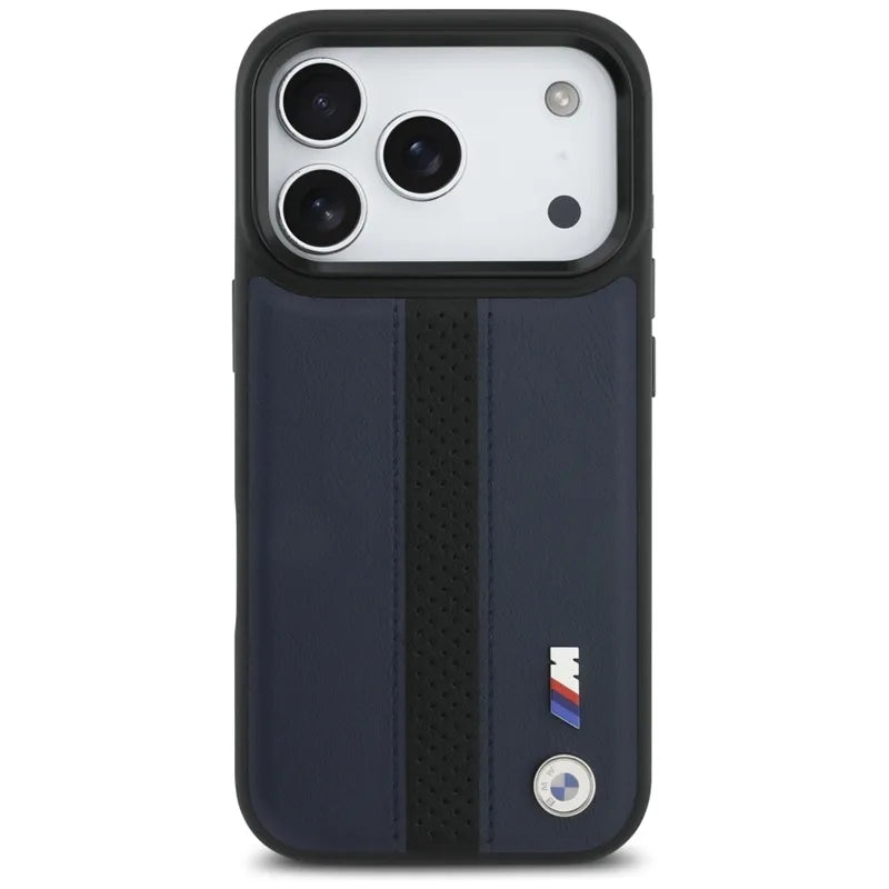 BMW M Perforated Stripe Logo MagSafe - dėklas, skirtas iPhone 17 Pro (tamsiai mėlynas)