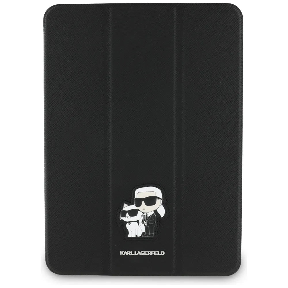 Karl Lagerfeld Book Cover Saffiano Magnetic Karl & Choupette dėklas iPad Pro 11“ M4 (2024) (juodas)