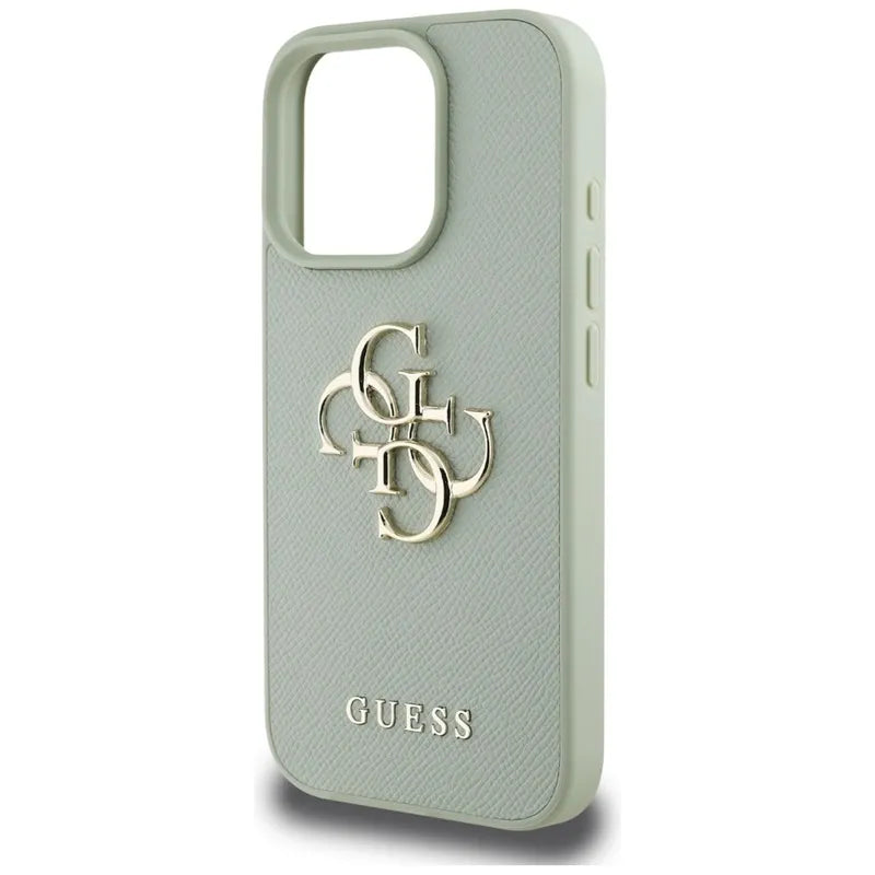 Guess Grained Big 4G Logo Small Classic Logo - dėklas iPhone 16 Pro (žalias)