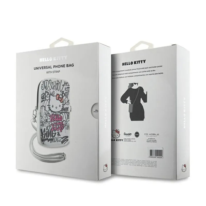 Hello Kitty Graffiti Kitty Head - Crossbody krepšys telefonui (baltas)