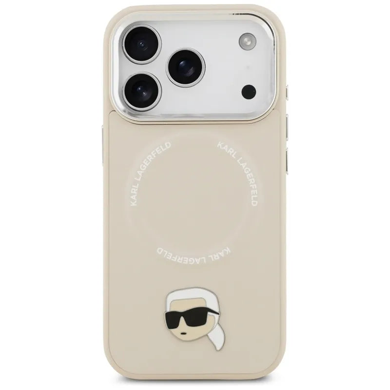 Karl Lagerfeld Karl Pin MagSafe – Dėklas iPhone 17 Pro (smėlio spalvos)